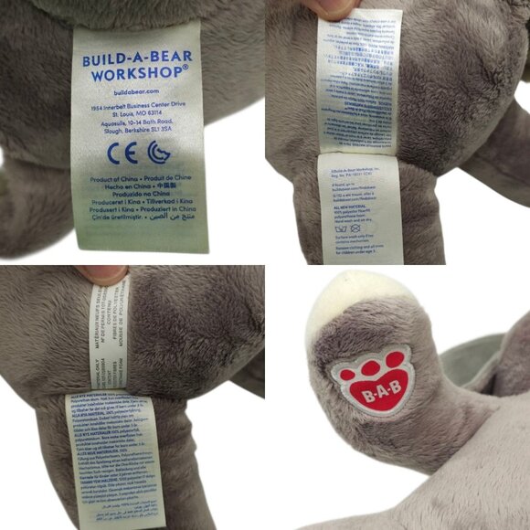 Build A Bear Gray Elephant Plush 13" Sitting Stuffed Animal Toy BABW - Picture 10 of 11